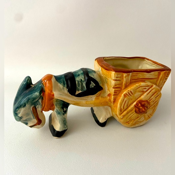 Source Unknown Accents Vintage Ceramic Donkey Pulling Cart Planter Made In Japan Poshmark